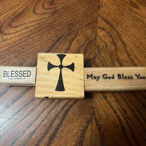 Wooden Mounted Rubber Stamps Lot - Religious Themed - New - Picture 1 of 1